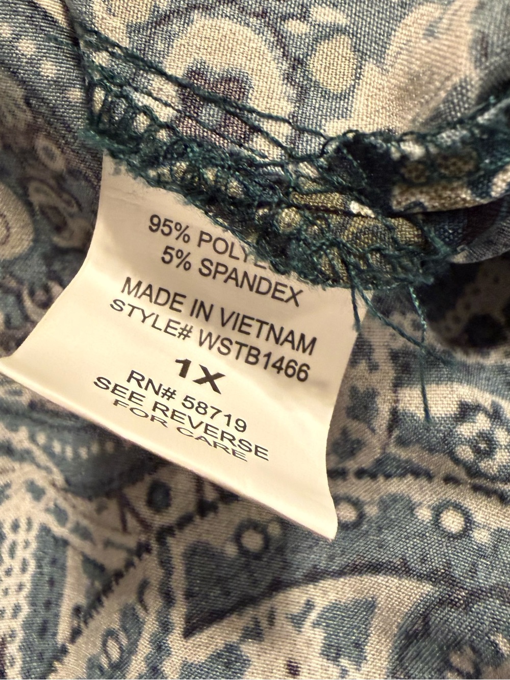 Notations Teal and White Paisley Long-Sleeve Button-Down Shirt - Picture 4 of 4